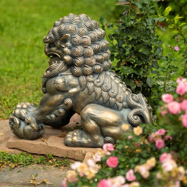 Foo Dogs Imperial Guardian Lions Statues Pair Antique Bronze Sculptures